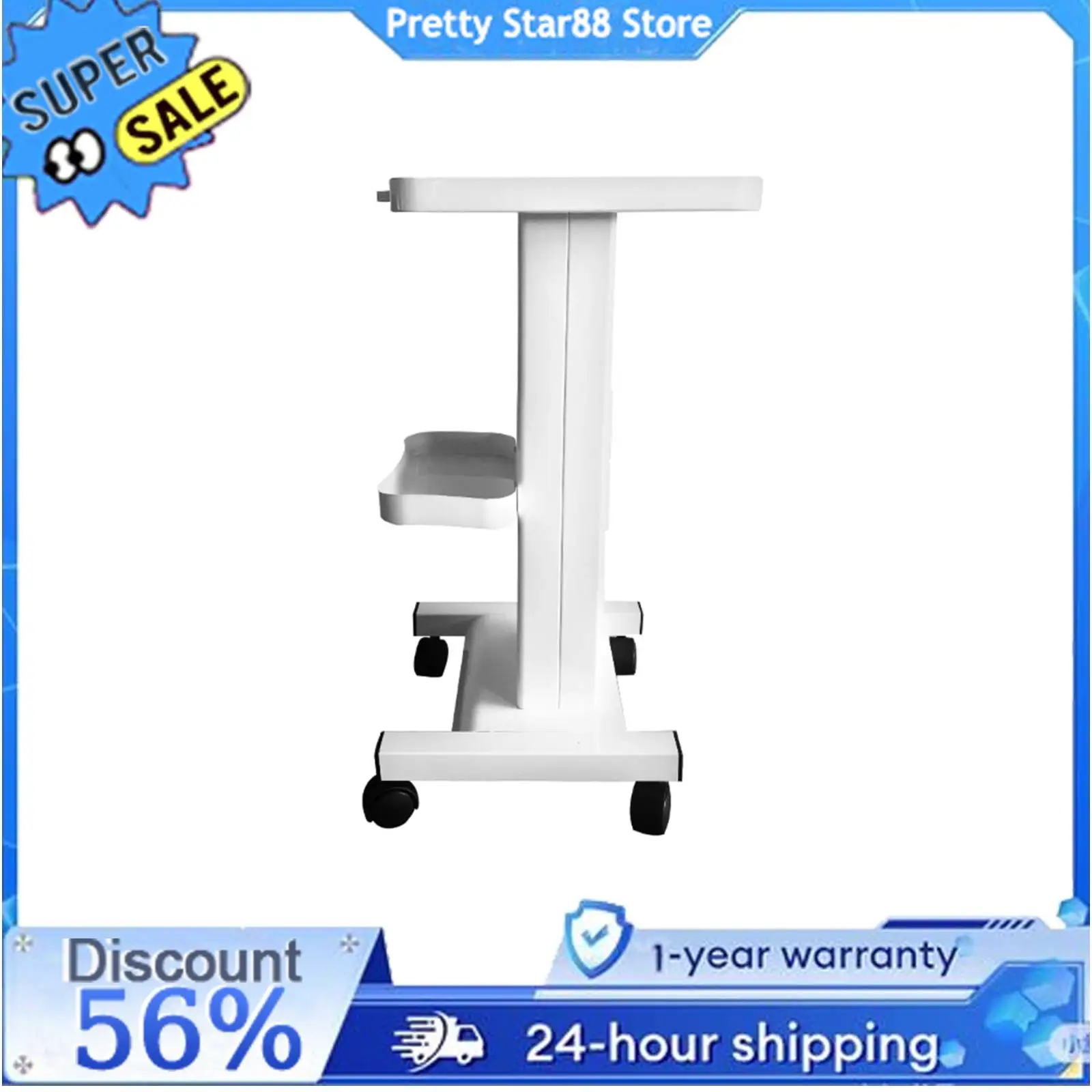 

Salon Trolley Rolling Cart Stand Beauty Equipment Spa Instrument Storage Mobile with Wheels and Socket Storage Rack