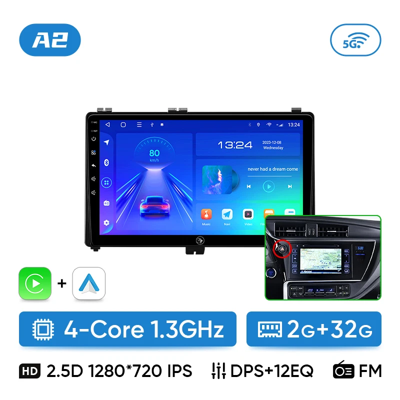 Ainavi autoradio voor Toyota Auris 2014 2015 2016 2017 2018 Corolla Altis Hybrid Carplay Android Auto multimediaspeler stereo 4G