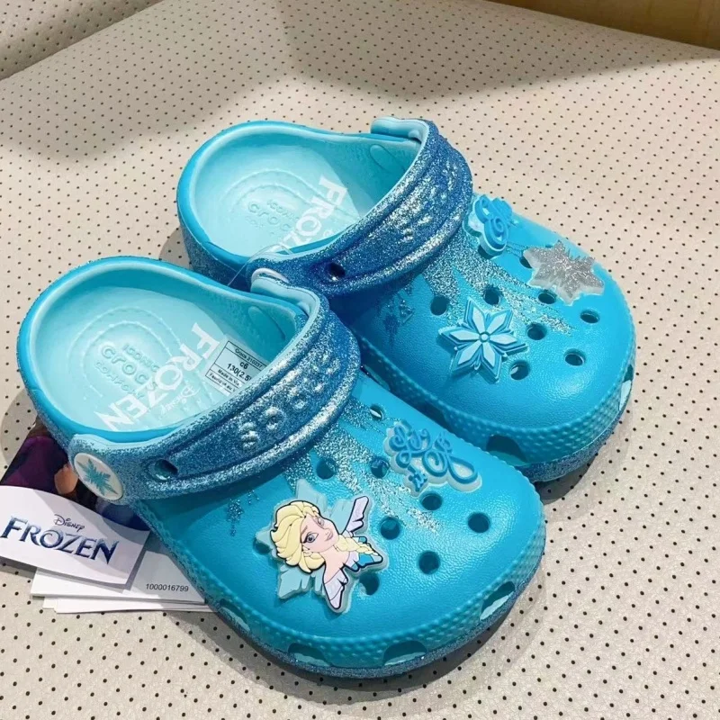 

Princess Girls Hole Shoes Cartoon Cute Little Clog Parent-Child Anti Frozen Beach Shoes Sandals Gift