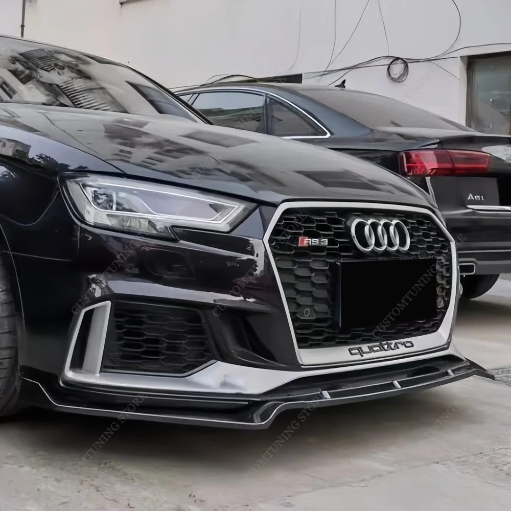 

For Audi RS3 8V FL Gloss Black Front Bumper Lip Spoiler Splitter Diffuser RS3 2017-2020 Facelift only Bodykits Tuning