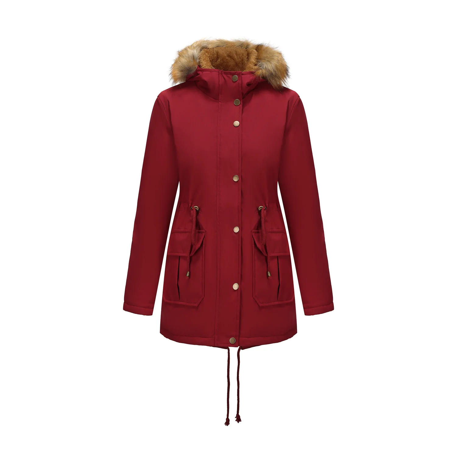 Parkas Women Coats Hooded Zipper Jackets Fur Collar Drawstring Thick Warm Y2k Streetwear Elegant Mid Length Coat Autumn Winter