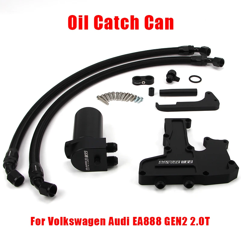 Car Baffled Oil Catch Can Reservoir Tank Oil Dipstick Hole Breathable Kettle For EA888 gen2 Engine Golf MK6 Audi A3 BB-OCC-002