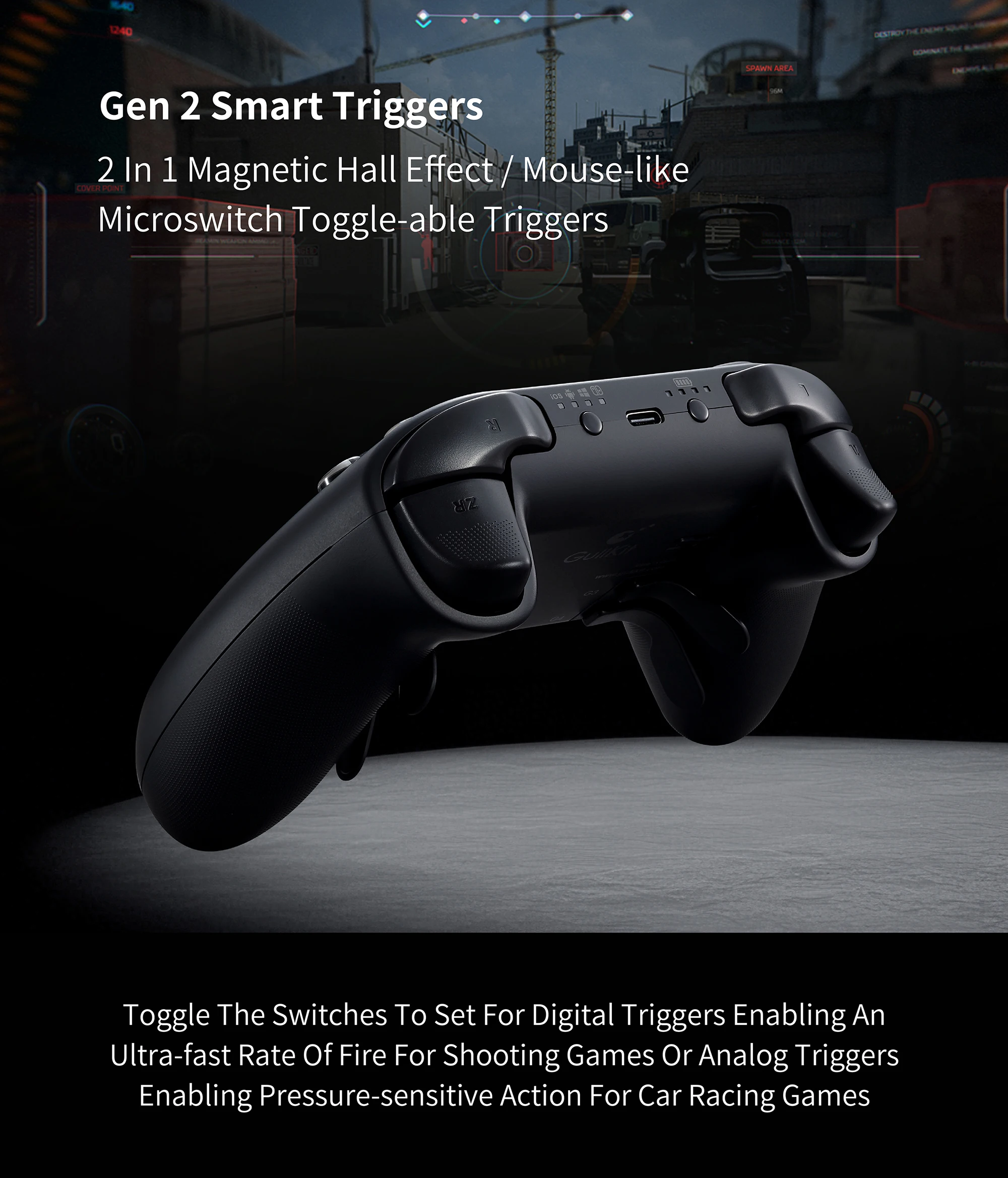 GuliKit TT MAX Wireless Game Controller mit Spannung, verstellbare TMR-Joysticks, Anti-Drift-Gamepad für Switch 1/2 PC Android iOS – Detail 13