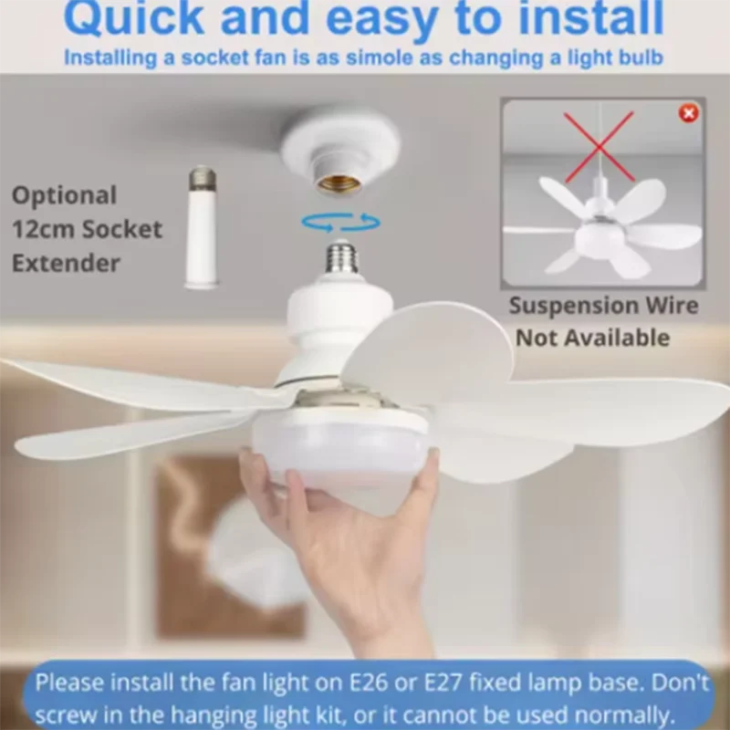 2026 NEW 40W Ceiling Fan Light E27 with Remote LED Dimming Function Suitable for Living Room Study and Home Use 85-265V