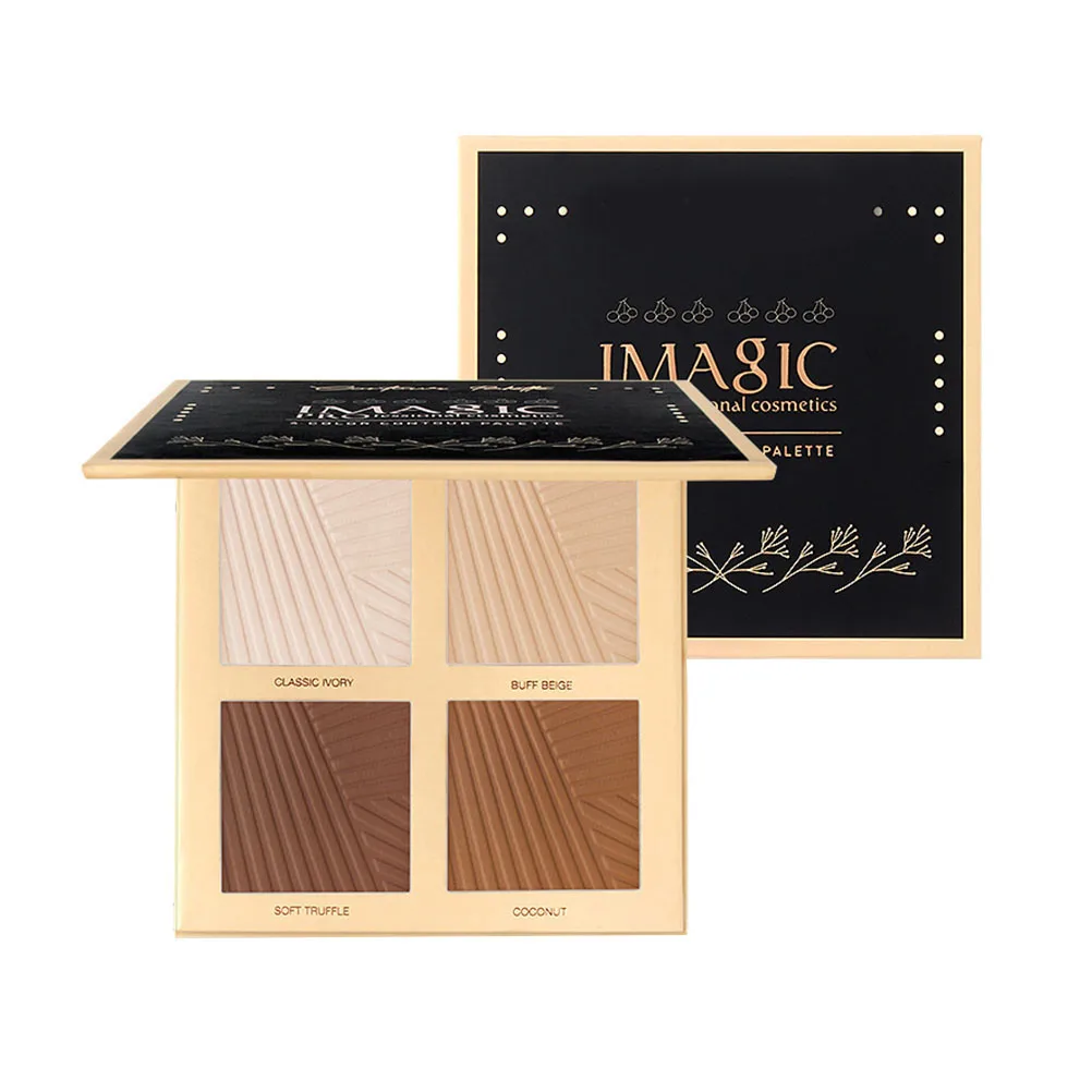 

Four Color Contour Palette Soft Texture All Skin Tones Salon Wedding Party Home Brighten Powder Hightlighter
