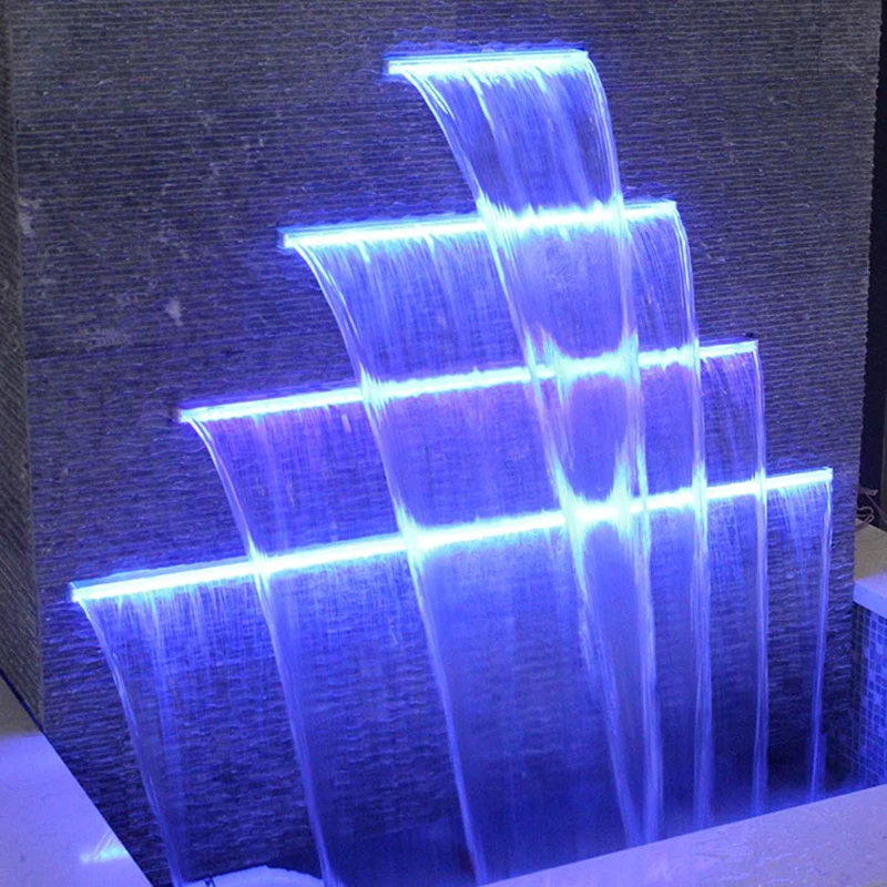 

STLF Acrylic Garden Wall Sheer Descent Indoor Outdoor Water Curtain Pool Waterfall with Led Light Waterfall for Swimming Pool