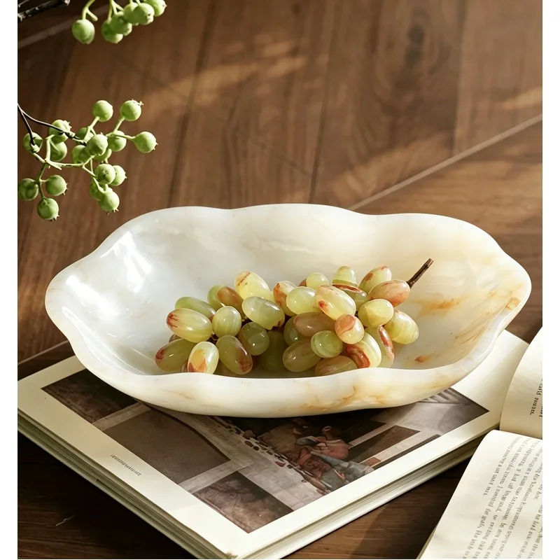 Plateau à fruits en marbre naturel Wabi Sabi, bol rustique en pierre pour décorer les collations, plat de service de luxe en travertin, accessoires pour la maison