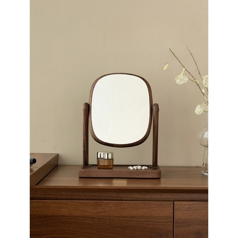 

Makeup mirror, black walnut tabletop mirror, household rotatable tabletop mirror