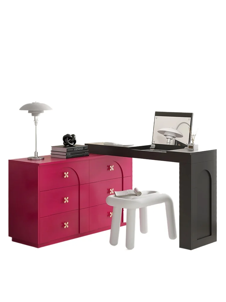 

Memphis-style colorful dresser, chest of drawers, integrated combination of multi-functional storage cabinets, flip mirrors