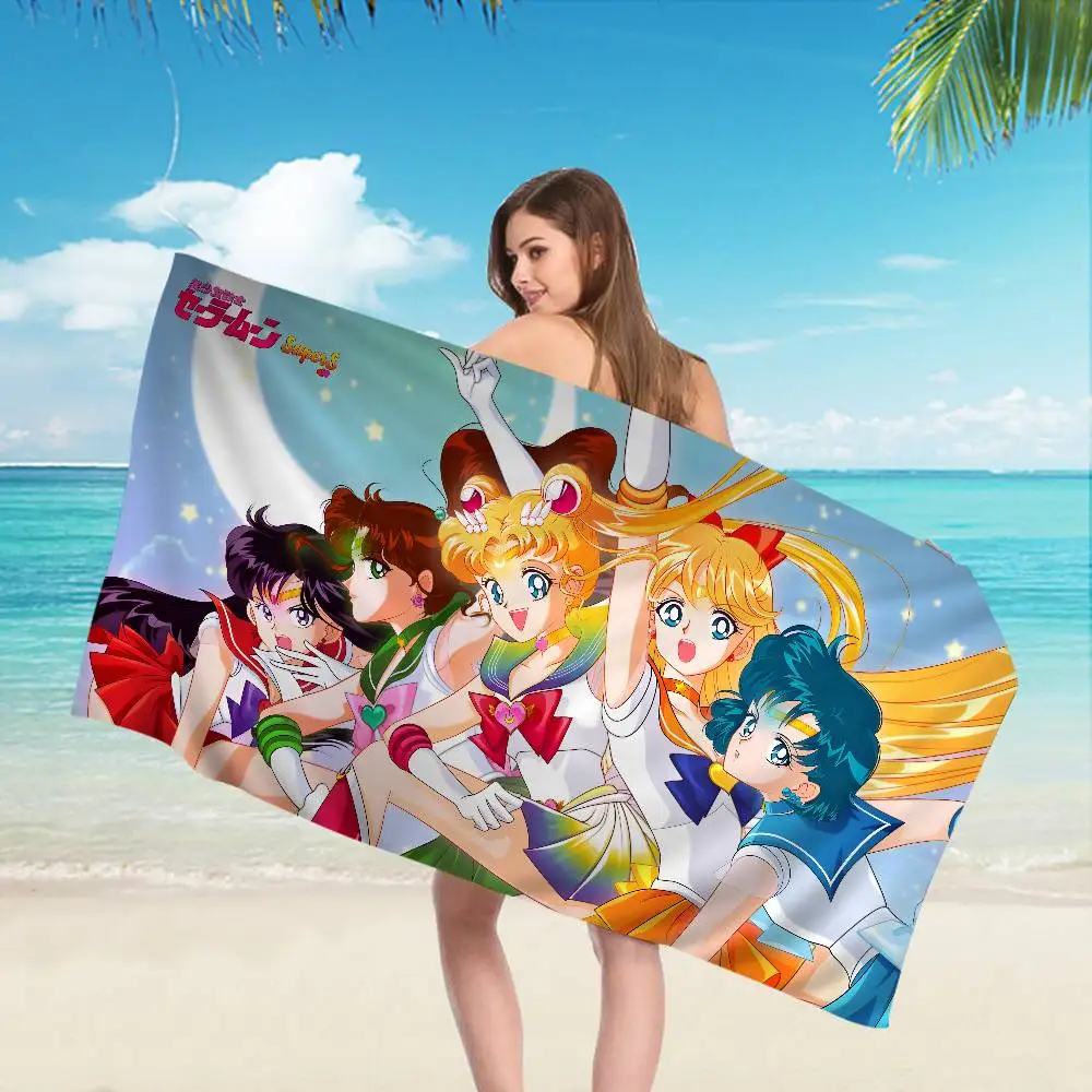 Hot Anime S-Sailor M-Moon Microfiber Beach Towel Absorbent Quick Dry Soft Yoga Swimming Resort Mountain Climbing Towel