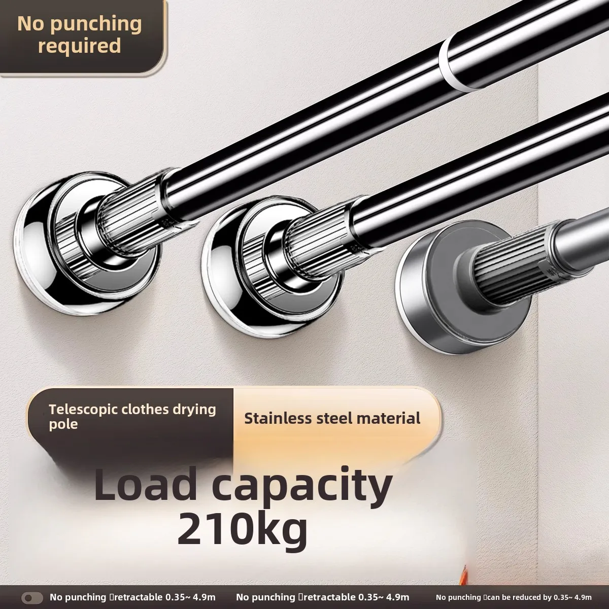 

Telescopic rod drying clothes curtains wardrobe bathroom can support frame shrink hanging shower curtain rod
