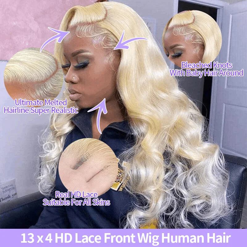 Blonde 613 Hd Lace Frontale Pruik 13X6 Body Wave Hd Lace Frontale Pruik 613 Gekleurd Menselijk Haar Pruiken 30 Inch Lang Losse Diepe Pruik Blond