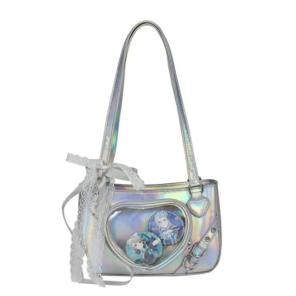 

Y2K Transparent Love Itabag Zipper Bag JK Kawaii Shoulder Bag Idol Merchandise Storage Underarm Commuting Bag