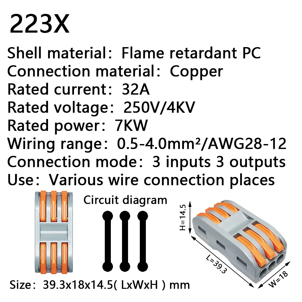 Wire connector 222X 212 Universal Compact Wiring Connection Lighting Push-in Conductor Terminal Block Mini Fast Cable Connector