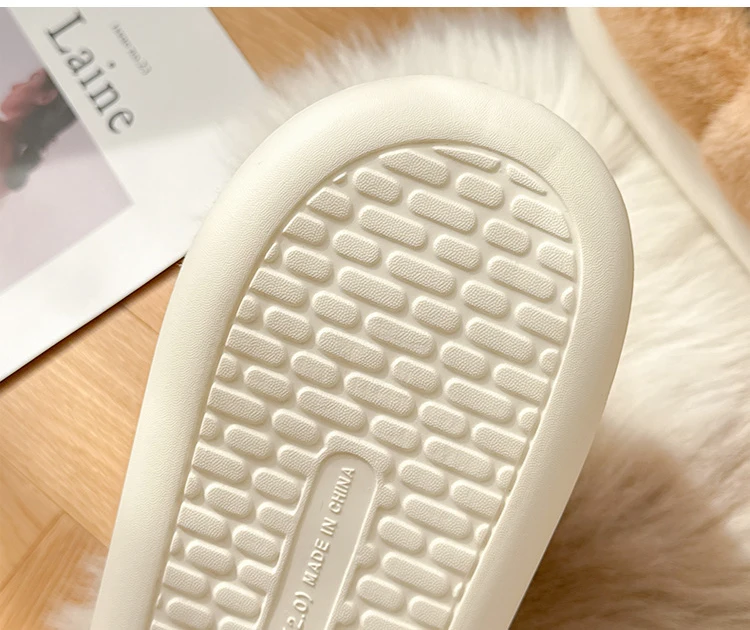 Capybara-Plüsch-Hausschuhe für Damen, flauschige Winter-Mules, Plateauschuhe, Mädchen-Freizeit-Innen-Schlappen, flauschige Fell-Slides, Unisex-Schuhe – Detail 13