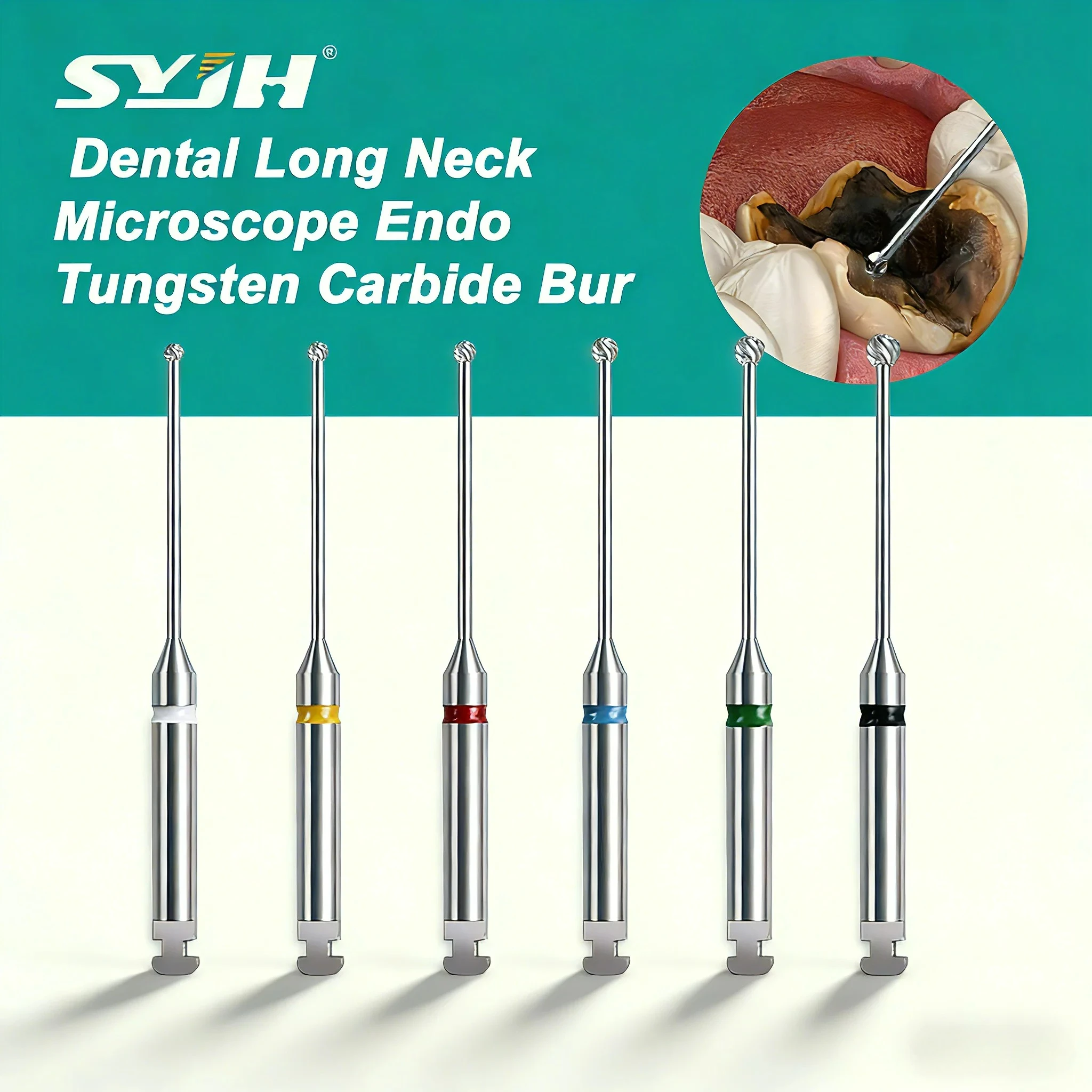 6pcs RA 34mm Ball Shape Dental Long Neck Microscope Endo Tungsten Carbide Bur for Slow-speed Dental Handpiece Dentistry Tools