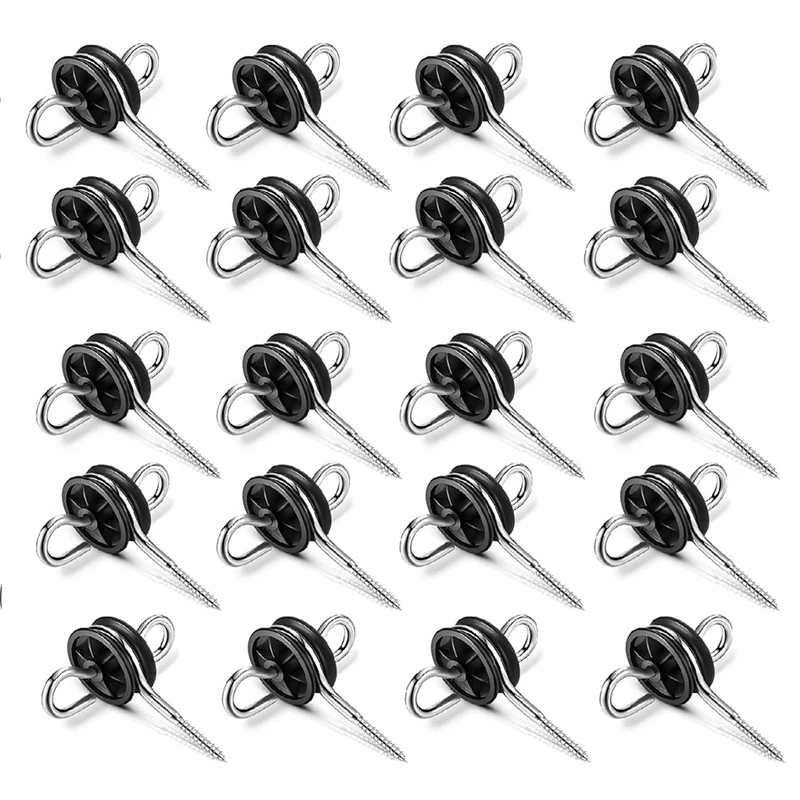 Electric Fence Door Handle Anchor, Double Ring Farm Fence Wood Post Anchor, Electric Fence Wire Insulator 20 Pieces