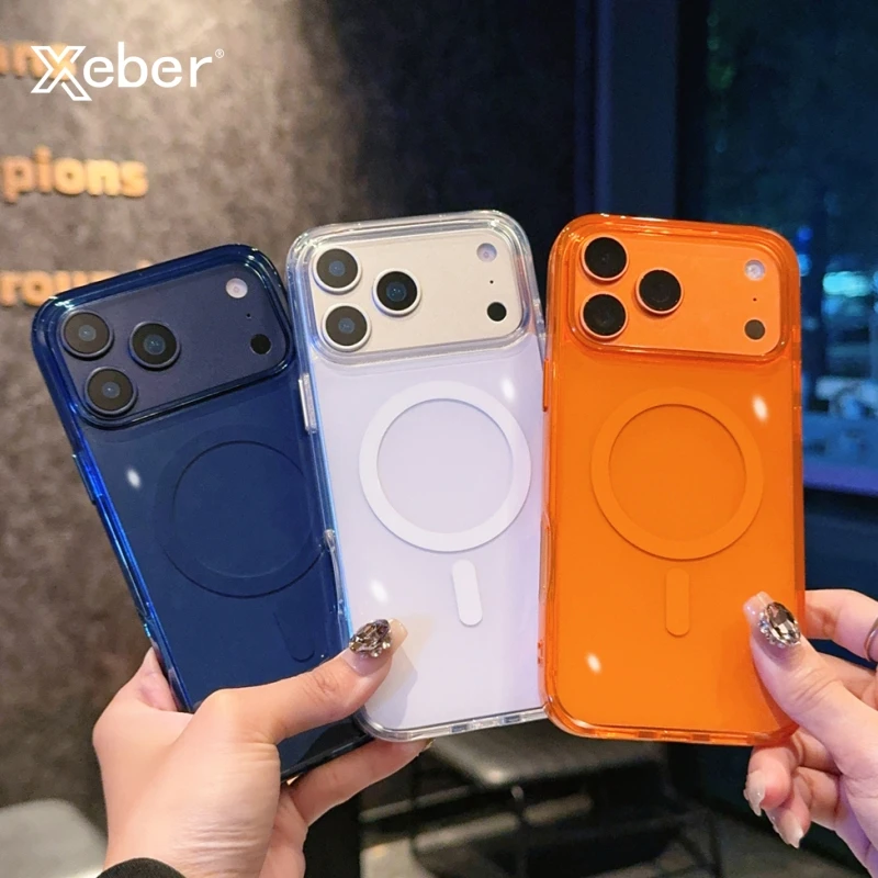 Magnetische, luxuriöse, matte, durchscheinende Rüstung, stoßfeste Hülle für iPhone 17-Pro Max Air, für Magsafe Wireless Charging, transparente TPU-Abdeckung
