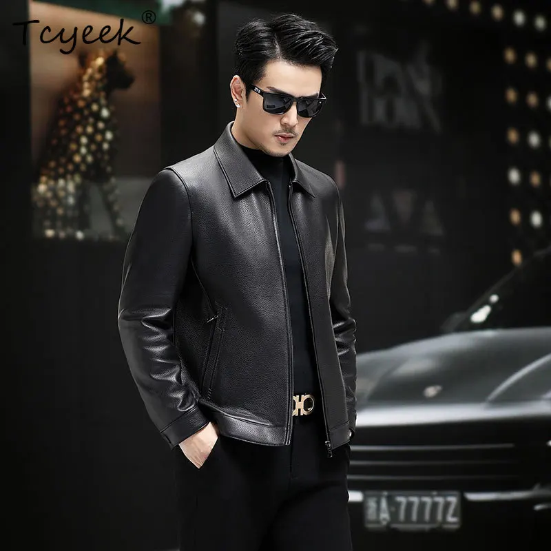 Tcyeek Real Leather Jacket Men Clothing Casual Autumn Mens Coats Genuine Deerskin Thin Jackets Black Trendy Jaqueta De Couro