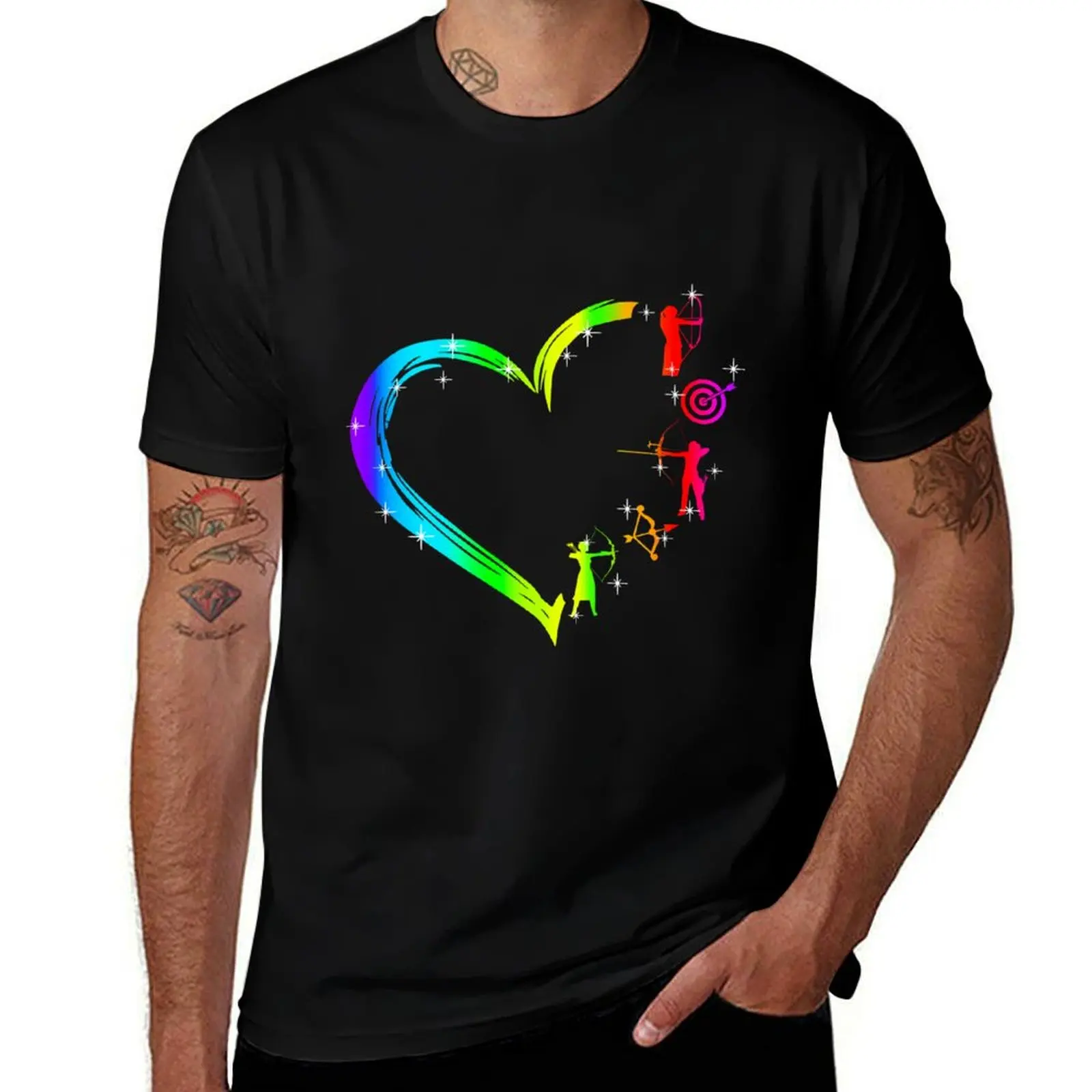 Archery Heart Rainbow T-Shirt Big Size Simple T-Shirt