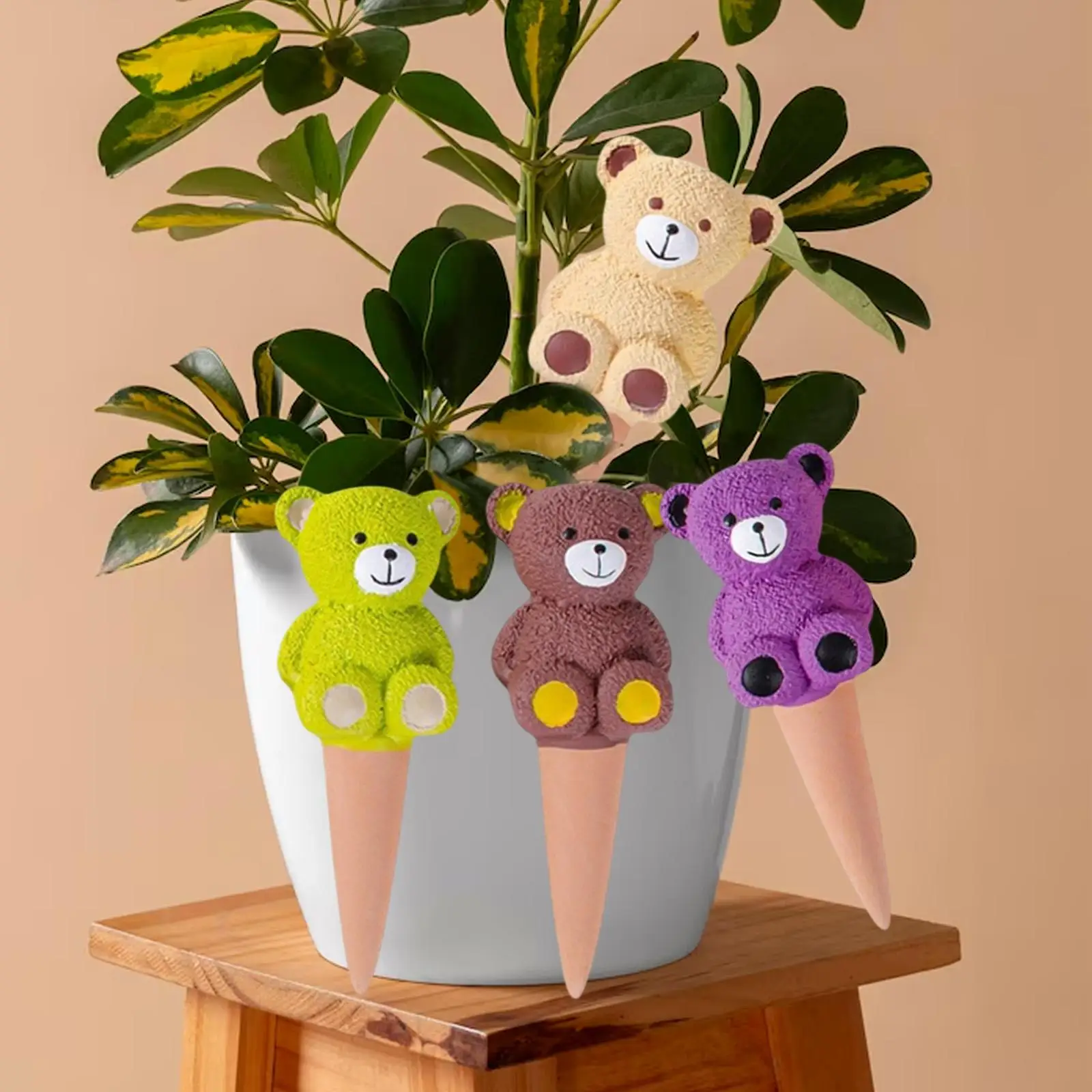 

4x Automatic Watering Stakes Bear Shaped Steady Portable Multiuse Multifunction Plant Dripper Device for Household Ornaments