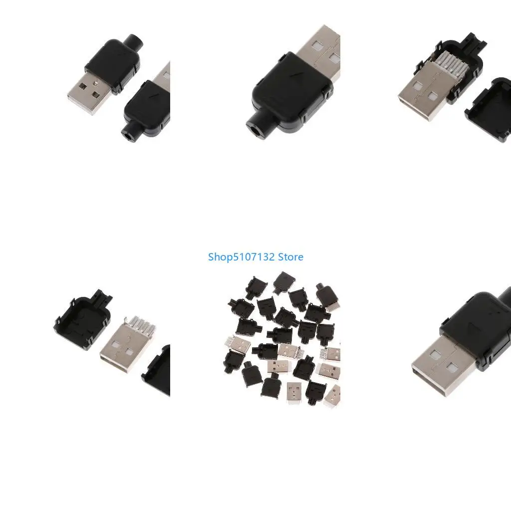 87HD 10Sets Type A USB 4 Pin Male Socket Connector Plug Termination Plastic for S