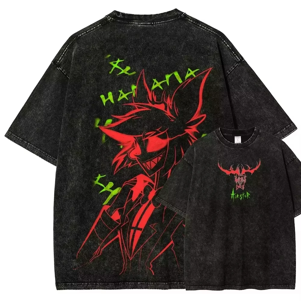 Hazbin Hotel Charlie Morningstar Vaggie Alastor Angel Dust Paar-Matching-Outfits Grafische Vintage-Washed Ästhetische Streetwear – Detail 5
