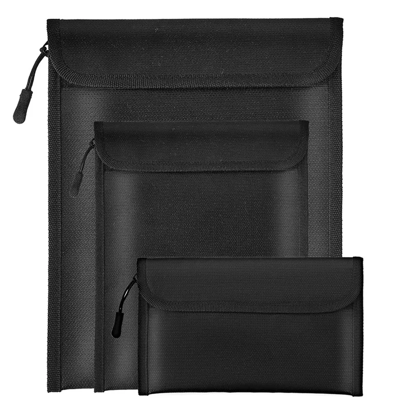 High Quality-Fireproof Waterproof Document Bag 2000℉ 3Pack Fireproof Bags For Cash/Documents With Locking Zipper Waterproof Mone
