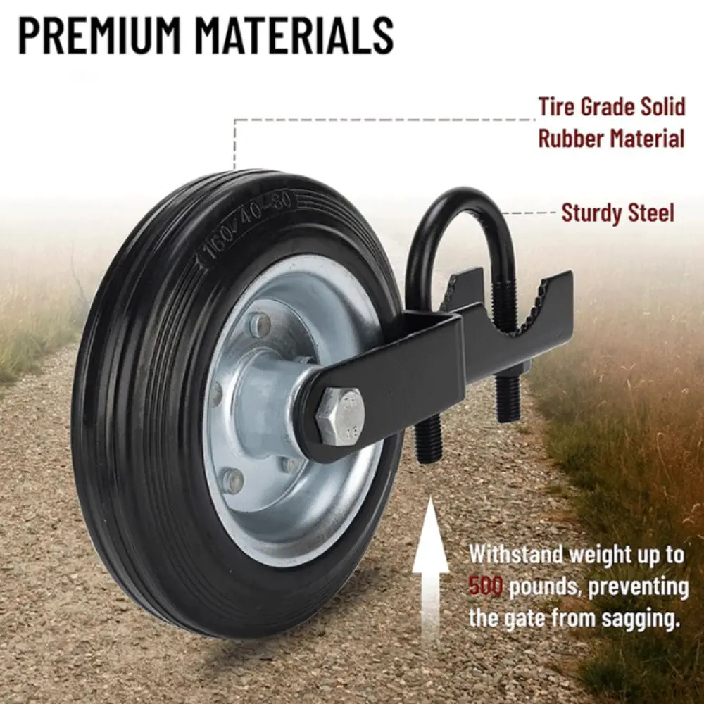 Suitable Heavy Duty Farm Gate Caster Rubber Wheel Metal Tube Metal Fence Gate Wheel Black Adjustable Height Porch