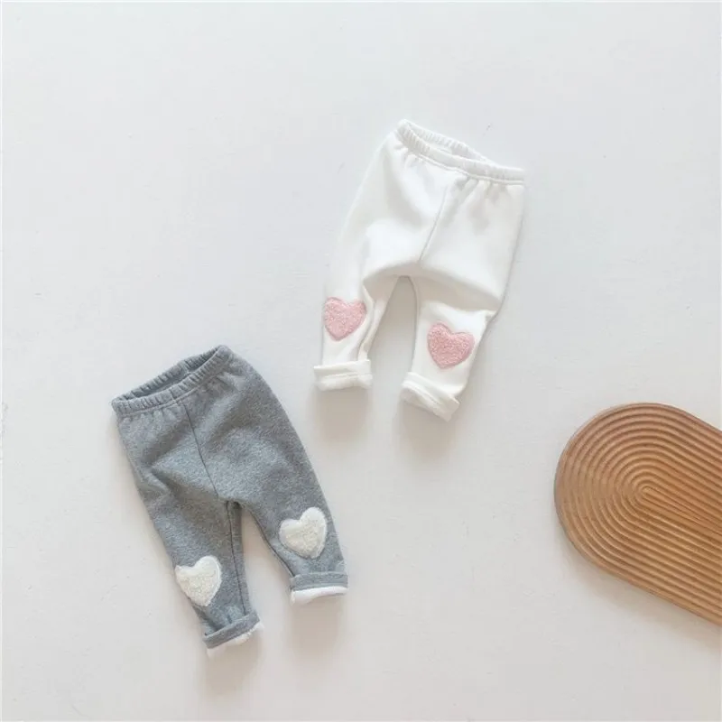 Lente en herfst Kinderleggings van puur katoen, kniebeschermers, babymeisjes, herfst en winter, fluwelen dunne fluwelen broek uit één stuk