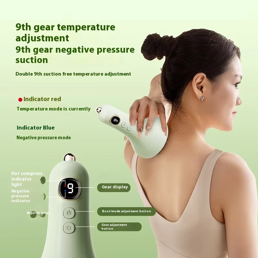 Electric Scraping Instrument Heating Fat Burning Slimming Guasha Device Red Light Care Cupping Massager Magnetic Wave Care