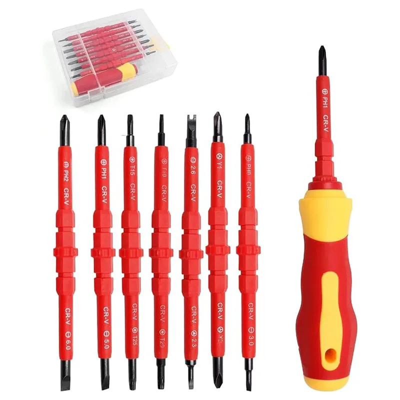 2PC/8PCS 380V Changeable Insulated Screwdriver Set And Magnetic Slotted Bits Repair Tool Electrician Tools