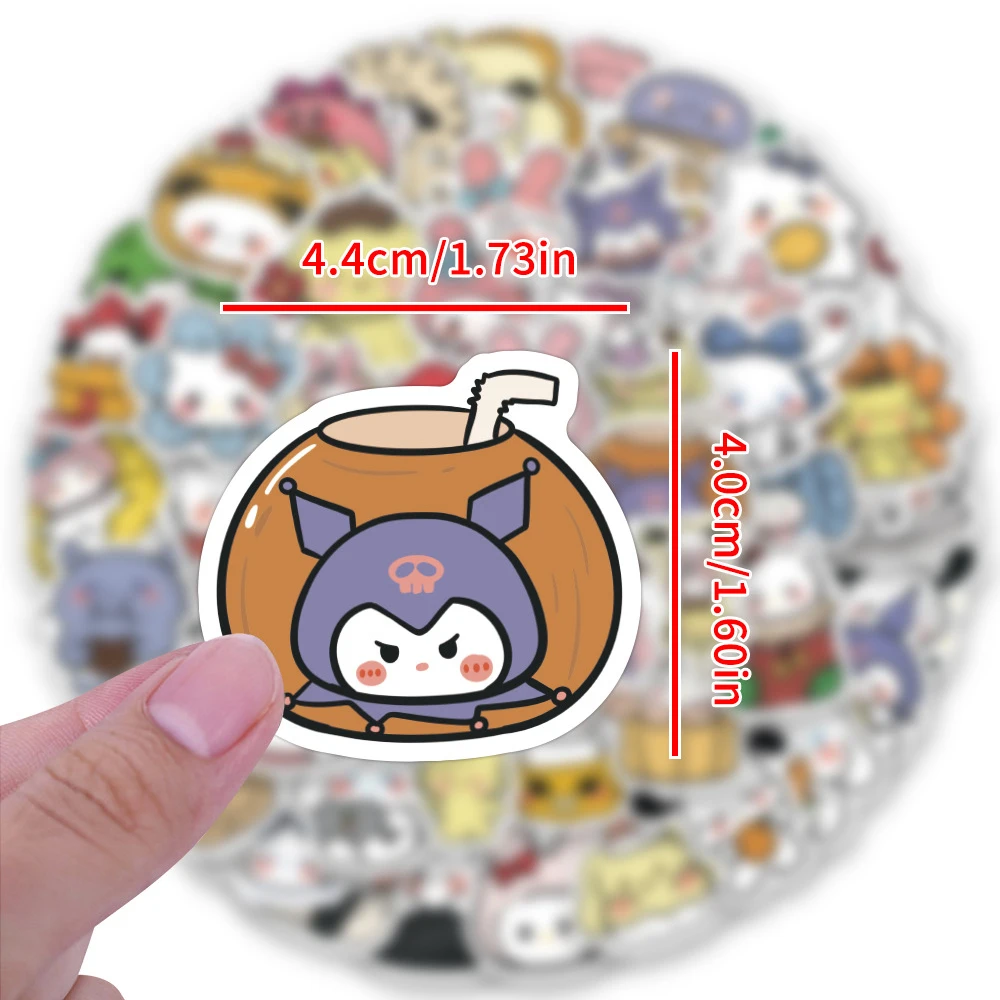 10/30/50/100PCS Mixed Sanrio Anime Stickers Cute Sticker Pack Waterproof Kuromi My Melody Cinnamoroll Pompom Purin Kawaii Decals