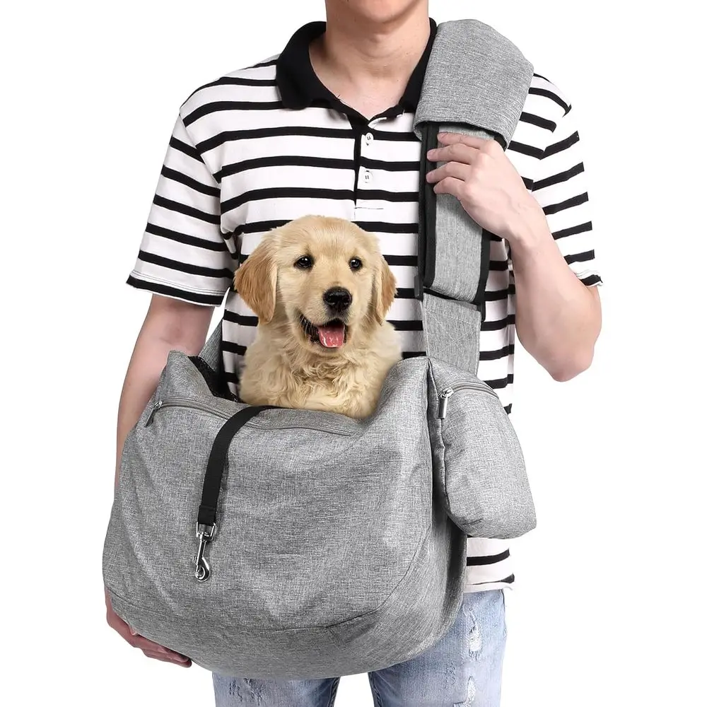 

15-25lbs Extra-Large Dog/Cat Sling Carrier Reversible Hands-free Bag Adjustable Strap Shoulder Pad Outdoor Travel Hiking