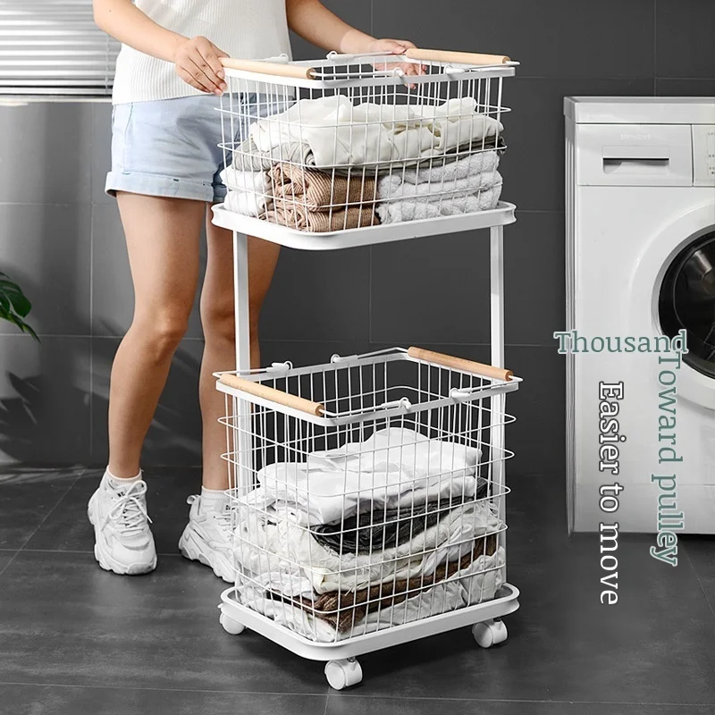 Factory Direct 2026 Large Capacity Basket Cart Mobile Foldable Sorting Laundry Basket, Folding Storage Basket, Suitable