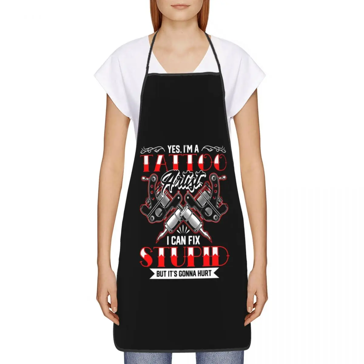 Tattoo Artist Fix Stupid Hurt Tattooed Apron Kitchen Chef Cooking Baking Bib Women Men Tattooists Tablier Cuisine for Gardening