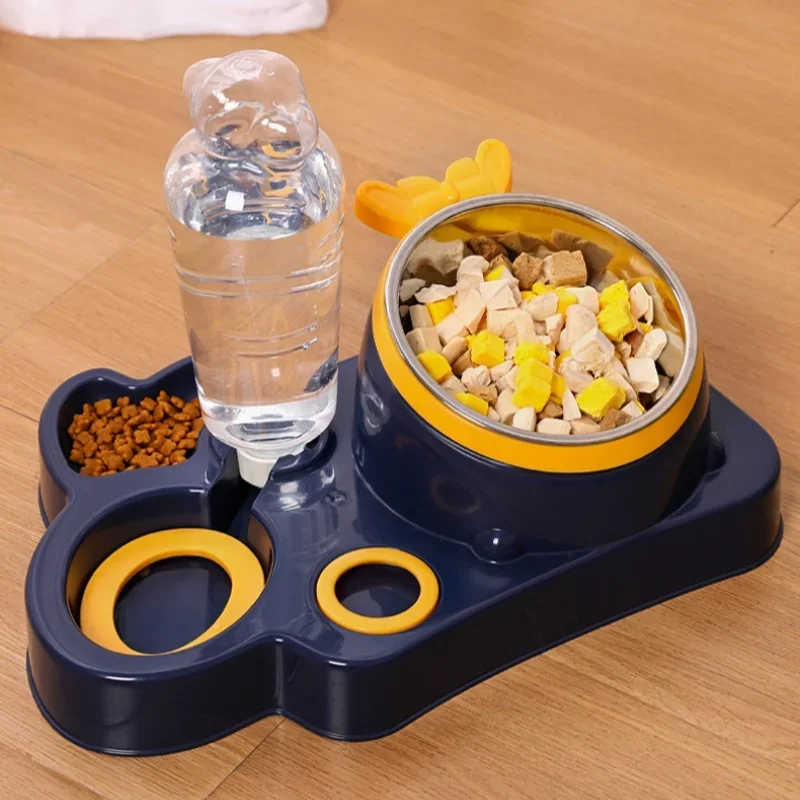 Pet Cat Bowl 15 Degrees Tilt to Protect Cervical Vertebrae Dog Food Bowl Automatic Drinking Feeder Pet Cat Dog Feeding Supplies