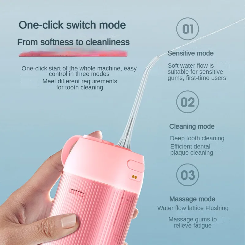 Electric Pulse Oral Irrigator Water Flosser Intelligent Portable Dental Cleaner IPX7 Waterproof 190ml 3 modes Magnetic charging