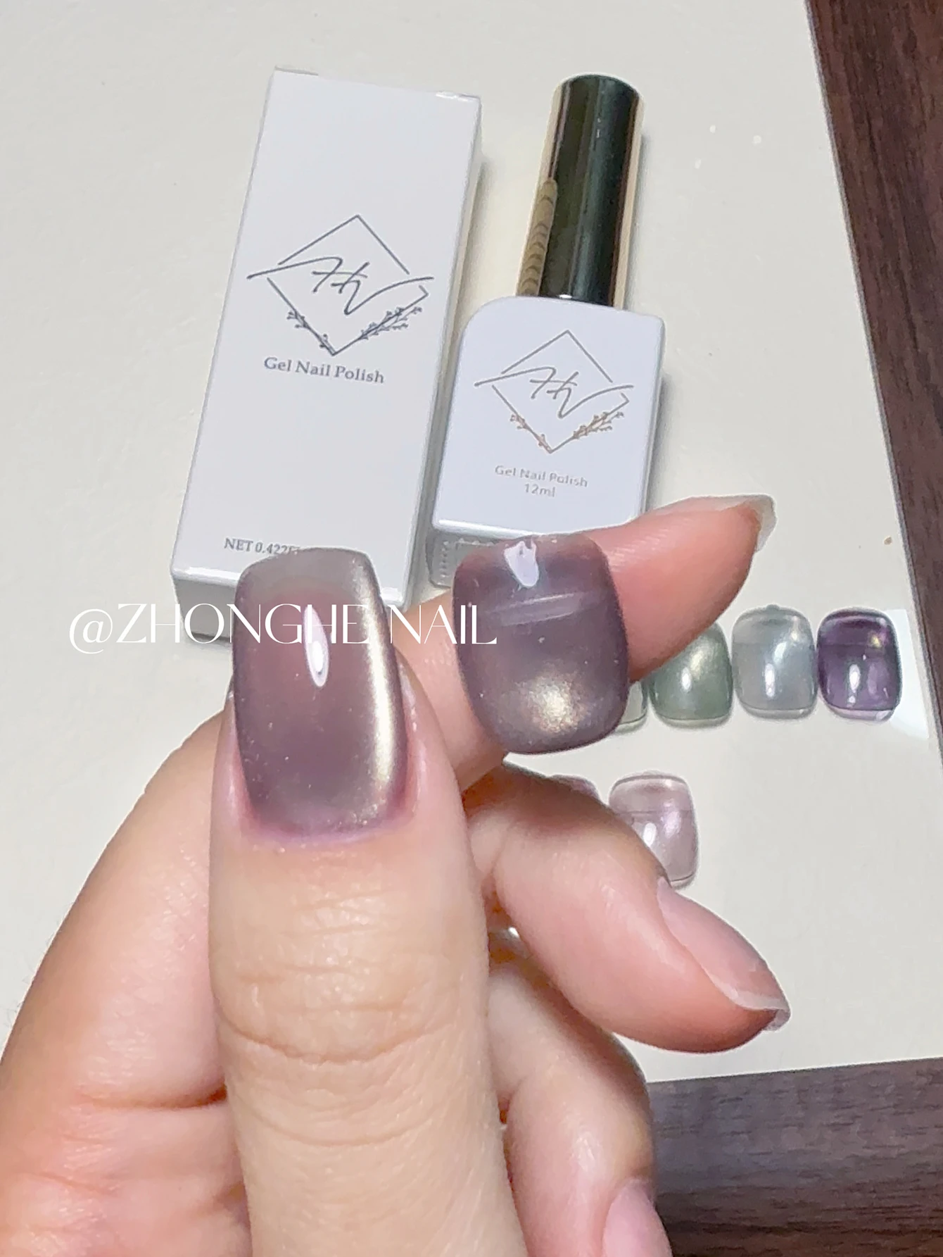 ZH-esmalte de uñas en Gel para ojos de gato, cuentas de cristal rosa y marrón de alta densidad, Y2K, Gel blanqueador Popular, 1 Uds.