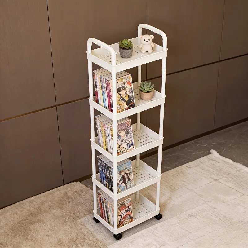 5-Tier Rolling Storage Cart – Durable Kitchen Storage Unit with Thickened Tubing and 360° Swivel Wheels