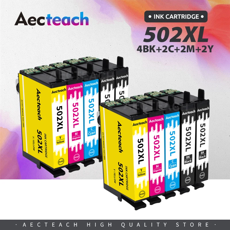 502XL aecteach ใช้ได้กับตลับหมึก Epson 502 XL สำหรับการแสดง Epson XP5105บ้าน XP-5105 XP5100 WF-2860พนักงาน