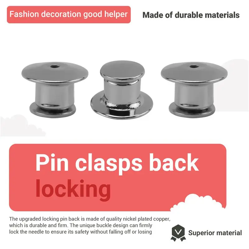 Stock Quantity 100PCS Pin Clasps Back Locking Bag Locking Clasp Used For Locking The Back Of Metal Pin Of Brooch Enamel Lapel Pi