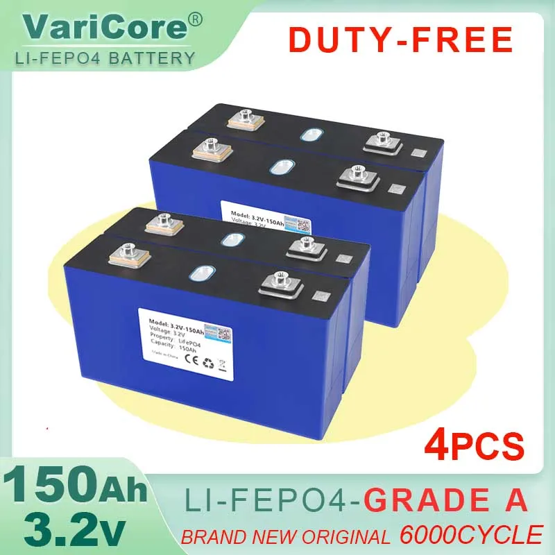 4pcs 3.2v 102Ah 105Ah 90ah 100ah Lifepo4 Battery Lithium Iron Phosphate for 12v Campers Golf Cart Off-Road Off-grid Solar Wind