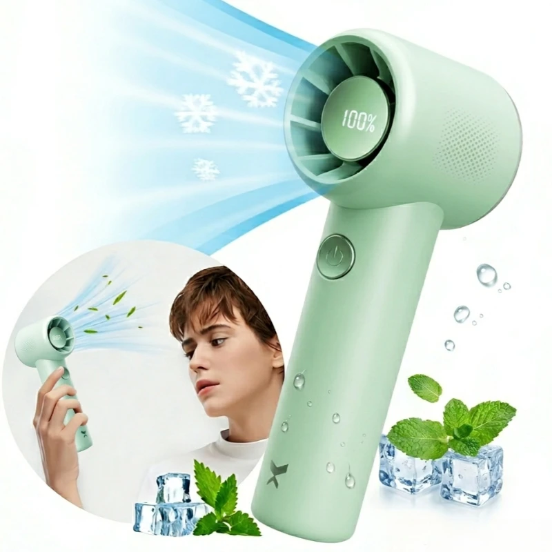 Powerful Brushless Motor Handheld Fan High Speed Turbo USB Rechargeable Long Battery Life Digital Display Outdoor Essential