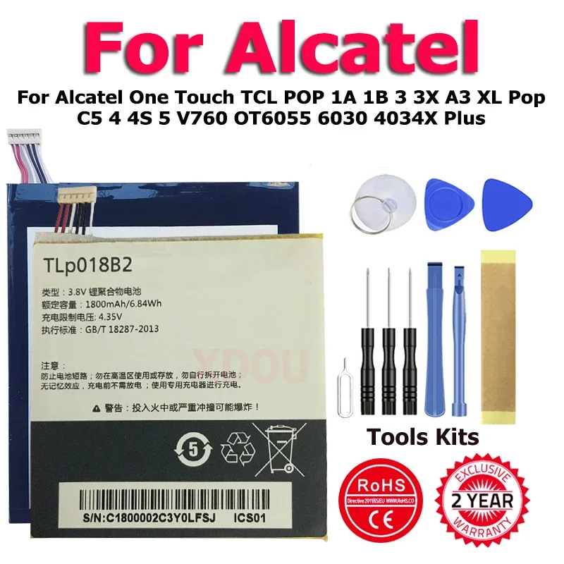 XDOU TLi015M1 TLi015M1 TLP018B2 Battery For Alcatel One Touch TCL POP 1A 1B 3 3X A3 XL Pop C5 4 4S 5 V760 OT6055 6030 4034X Plus