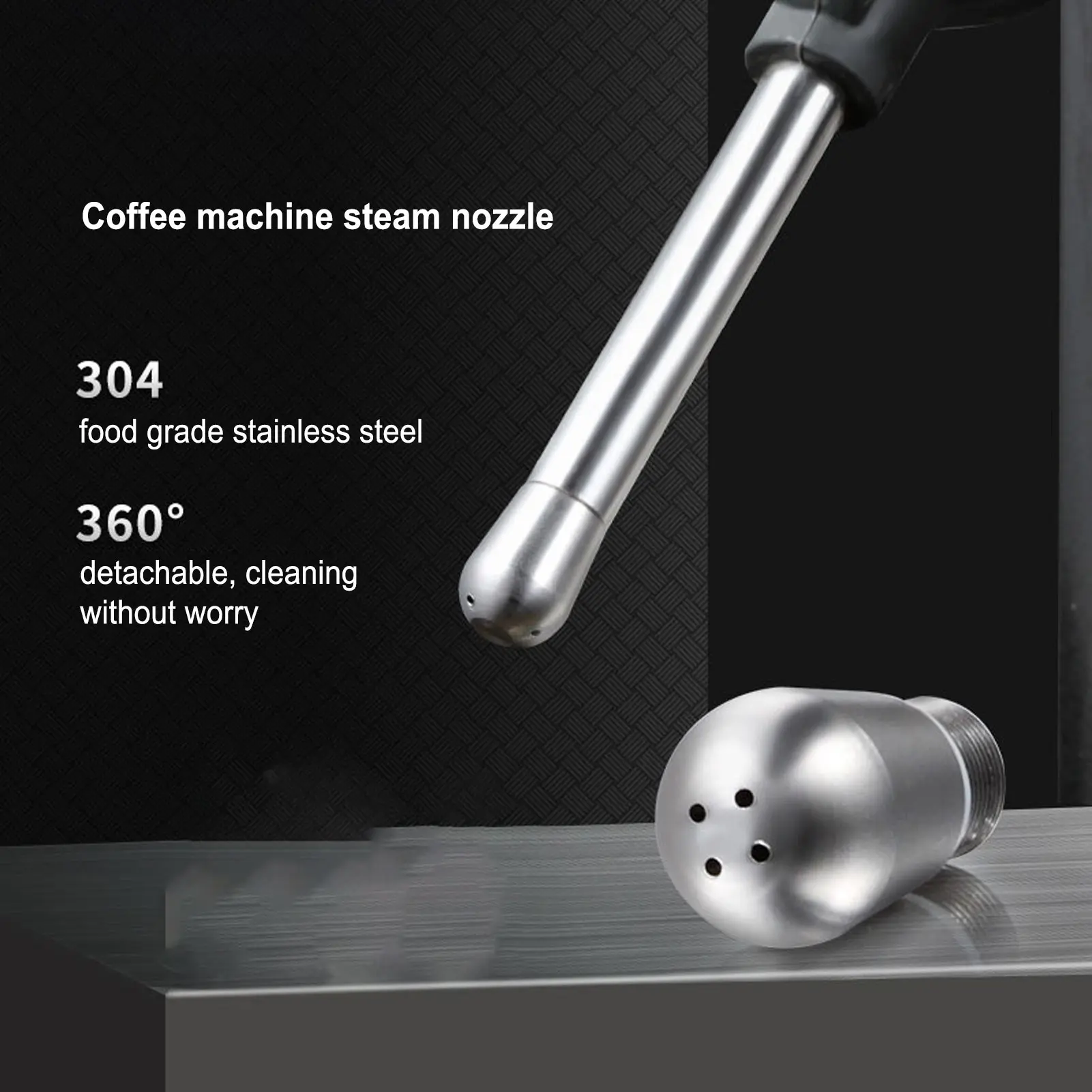 Coffee Machine Steam Nozzle Washable Easy To Use Stainless Steel 4 Holes Rustproof Milk Foam Steam Nozzle Healthy for Kitchen