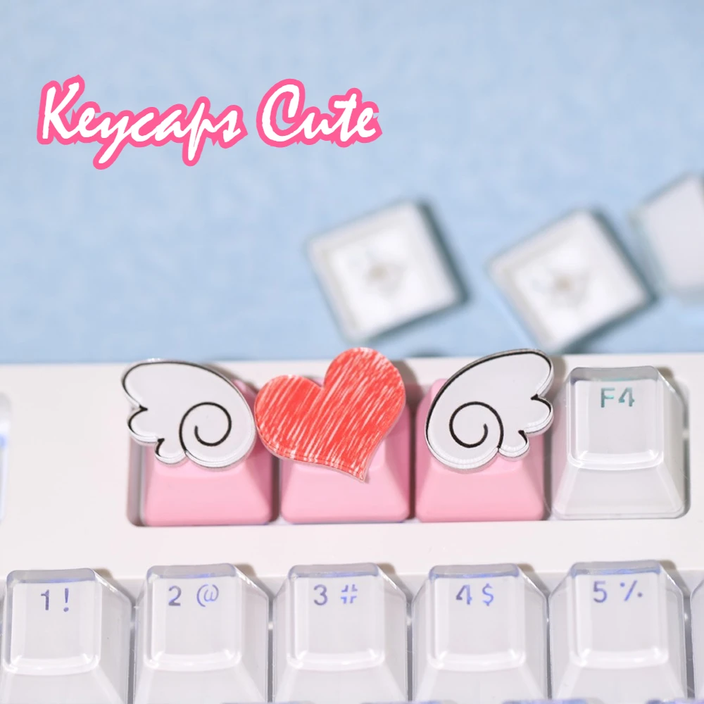 

Mechanical Keyboard Cat Claws Directional Keycaps Cute Angel Wing Love Crowns Personalized Custom Replacement Addition Key Caps