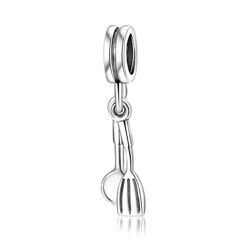 Kitchenware 925 Sterling Silver Pancake Turner Whisk Spatula Pendants Charms Fit Original Designer Charm Bracelet Jewelry Making