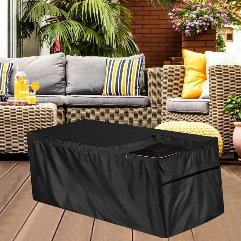 Waterproof Deck Box Cover Deck Box Protection Patio Furniture Covers Outdoor Waterproof Black Dustproof Cover UV Protector With