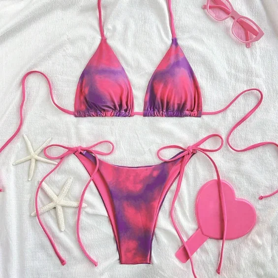 2026 New European-American Inspired Women's Lace-up Swimsuit – Fashionable Sexy Bikini for Beach & Hot Springs